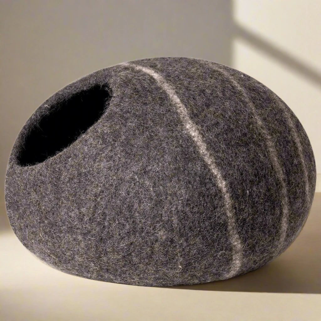 Authentic Handmade 100% Wool Cat Cave - Eco - Friendly & Stylish Pet Hideaway - Salamander Prime