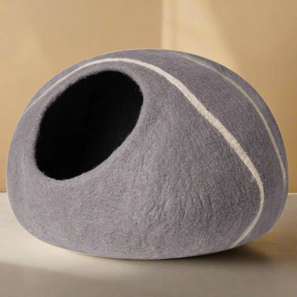 Authentic Handmade 100% Wool Cat Cave - Eco - Friendly & Stylish Pet Hideaway - Salamander Prime