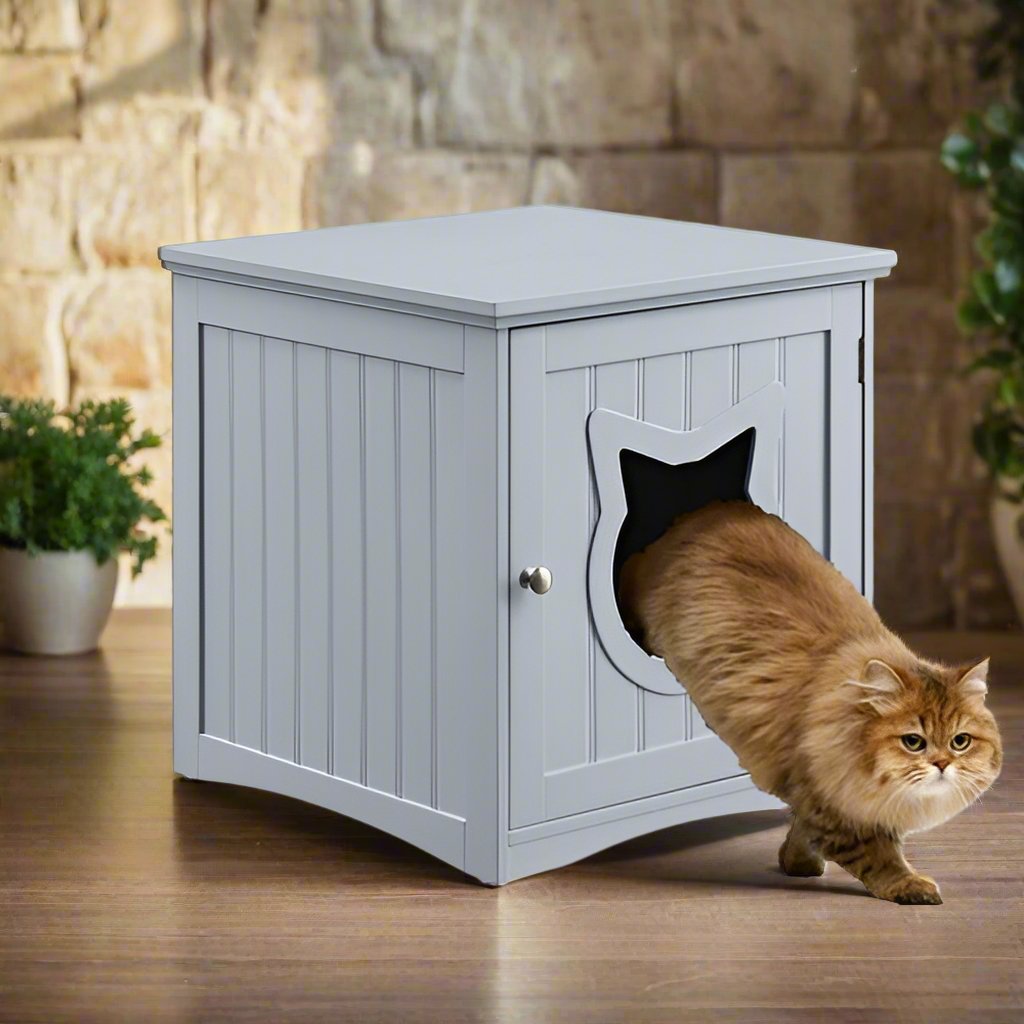 Cat House Side Table, Nightstand Pet House, Litter Box Enclosure - Salamander Prime