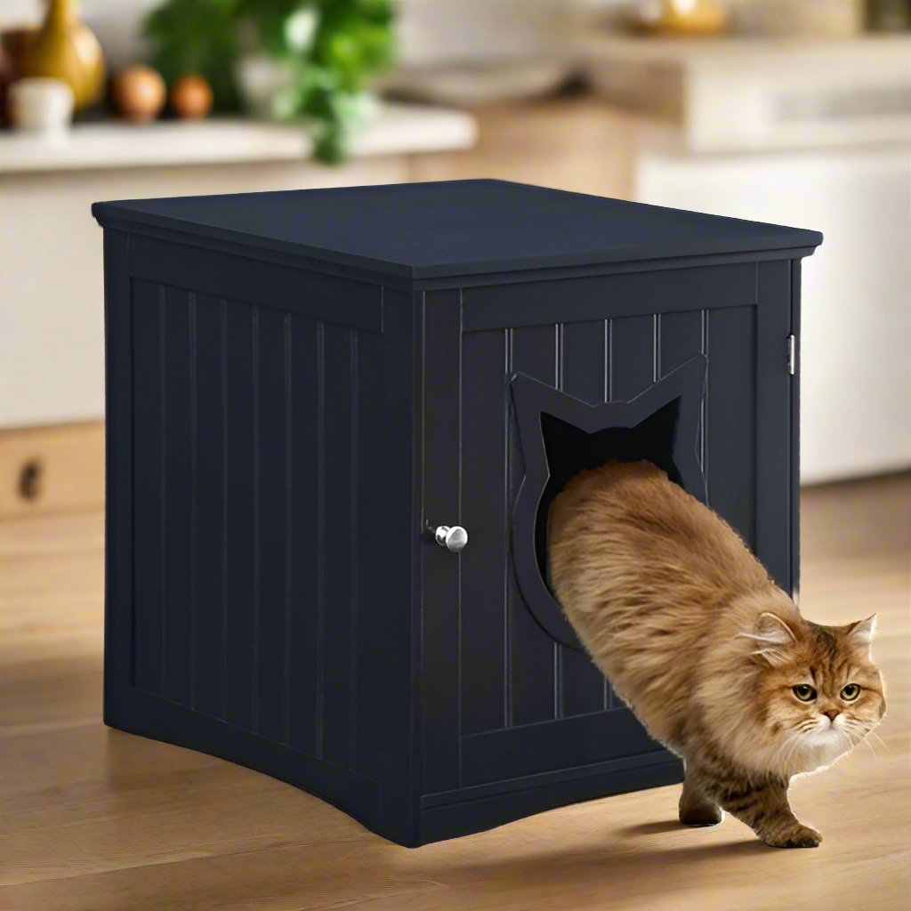 Cat House Side Table, Nightstand Pet House, Litter Box Enclosure - Salamander Prime