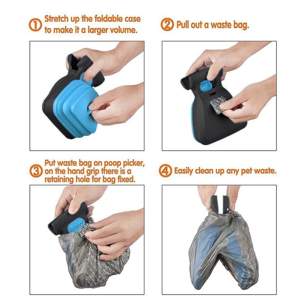 Foldable Dog Pooper Scooper with Decomposable Bags – Travel - Friendly Waste Cleaner - Salamander Prime